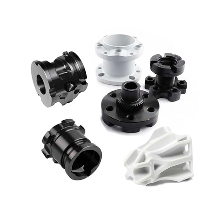 CNC Machining + Aluminum With Anodized Black + Black Plastic + Steel With Spray Paint