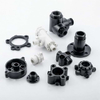 CNC Machining + Aluminum With Anodized Black + White Plastic + Steel With Spray Paint
