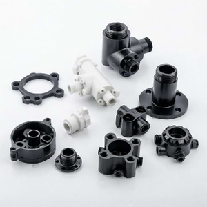 CNC Machining + Aluminum With Anodized Black + White Plastic + Steel With Spray Paint